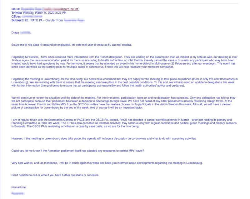 Senatorul român infectat cu CORONAVIRUS aruncă bomba