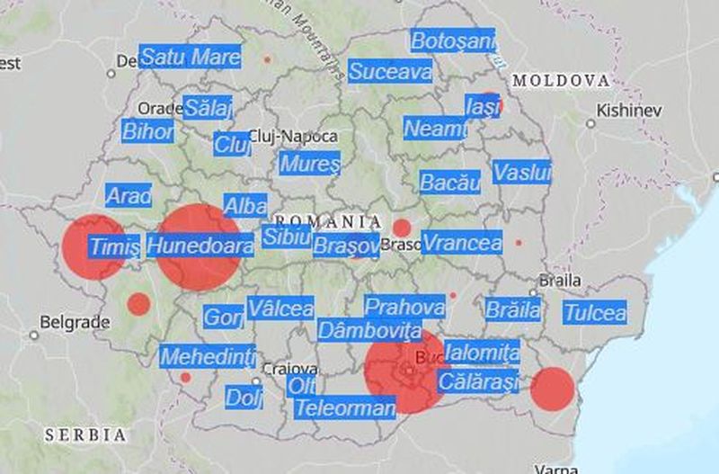 Harta coronavirus Romania 