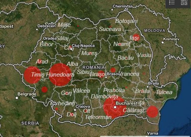 Harta coronavirus Romania 