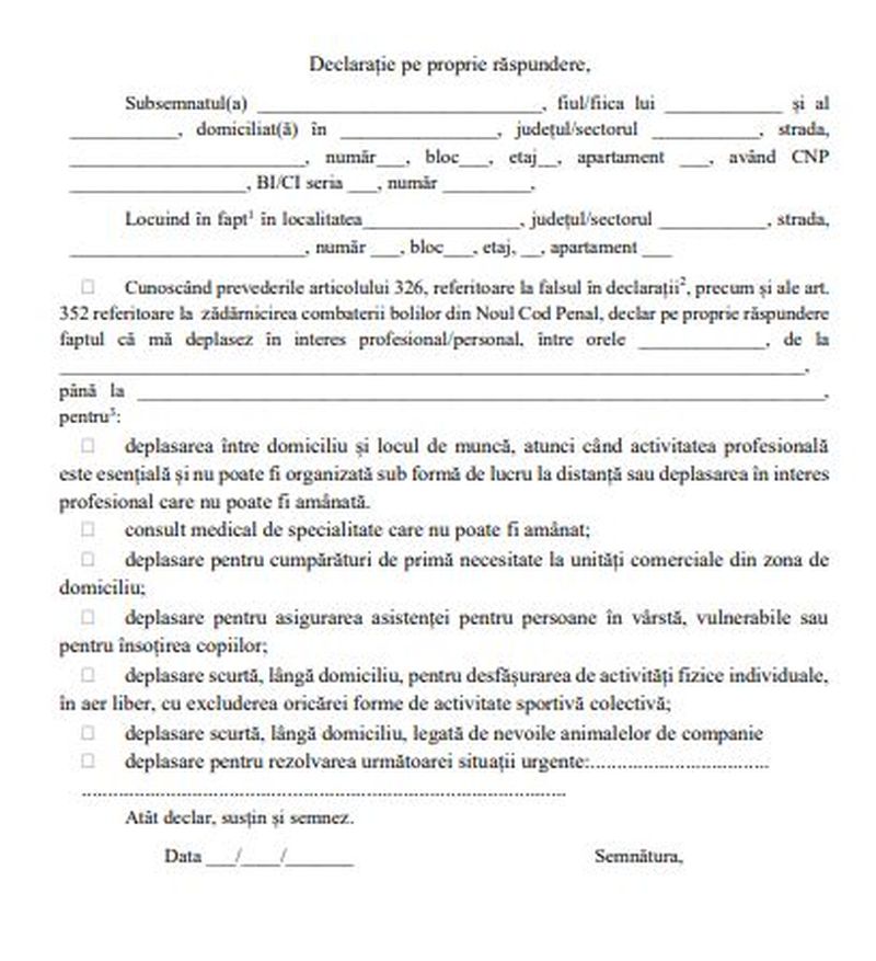 Declarație propria răspundere