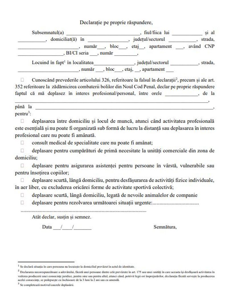 Declarație propria răspundere