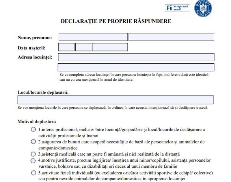 Model declaratie pe proprie raspundere online PDF