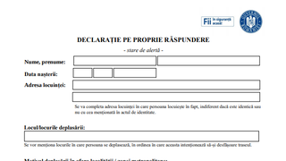 Motive deplasare in afara localitatii - Motive deplasare intre localitati - Declaratie 15 mai