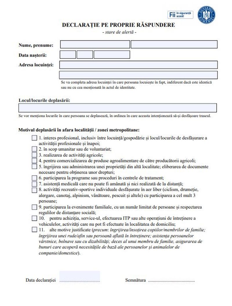 Declarația pe propria răspundere