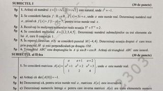 Subiecte  BAC 2020 Matematică M1, profil mate-info