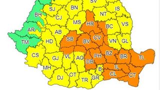 Cod portocaliu de vijelii, ploi torenţiale, descărcări electrice şi grindină - HARTA