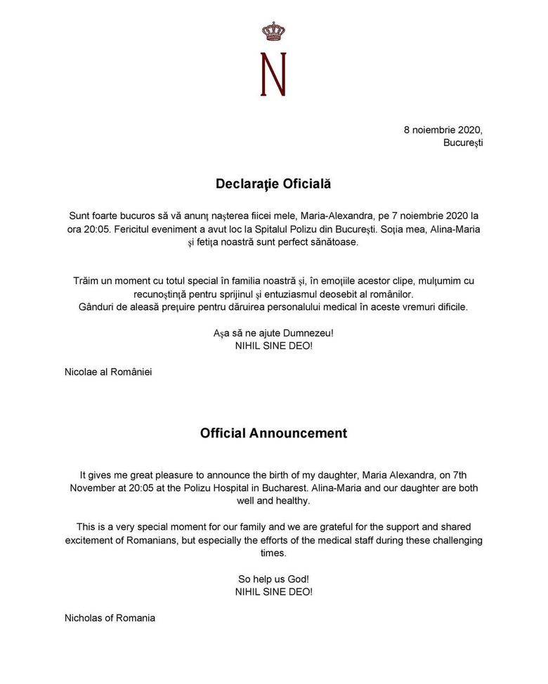 declaratie nicolae al romaniei 