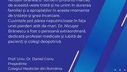 Mesajul transmis pe Facebook în semn de omagiu pentru medicul Brănescu