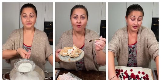 „Rularea este cea mai grea operațiune, dar nu trebuie să vă stresați. O să fie delicioasă, chiar și așa crăpată.” Rețeta de ruladă din bezea cu mascarpone și fructe de pădure a Gabrielei Cristea