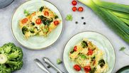 cartofi gratinati cu broccoli si rosii cherry