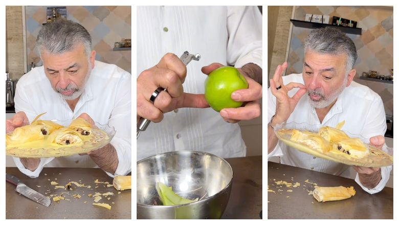 „Se pune cocos pentru a trage zeama, cine dorește poate înlocui cu pișcot sau biscuiți rași!” Rețeta de ștrudel cu mere a lui chef Joseph Hadad!