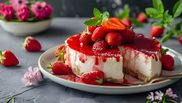 cheesecake cu topping de capsune