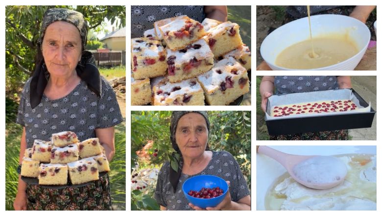 Desertul verii! Prăjitura cu vișine, rețeta bunicii Gherghina de pe TikTok: „I-am pus și zahăr pudră.” Desertul verii! Prăjitura cu vișine, rețeta bunicii Gherghina de pe TikTok: „I-am pus și zahăr pudră.”