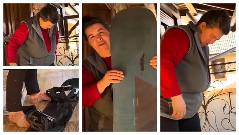 Iancu Sterp și-a luat prin surprindere mama cu o placă de schi! Mama Geta nu a fost prea încântată: 