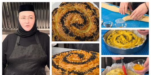 Vasilopita, prăjitura realizată de maica Ecaterina. „Pe cât este de aspectuoasă, pe atât este de gustoasă.”