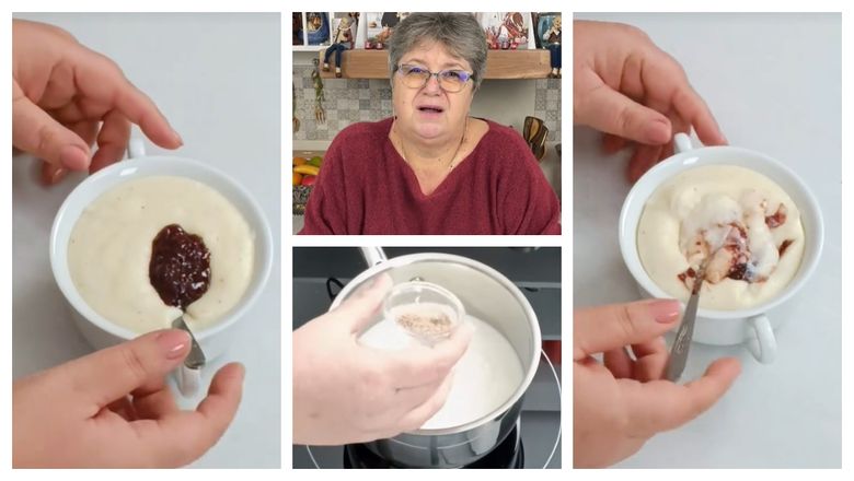 Griș cu lapte și dulceață, rețeta pregătită de Gina Bradea. „E minunat de gustos. O bunătate!”