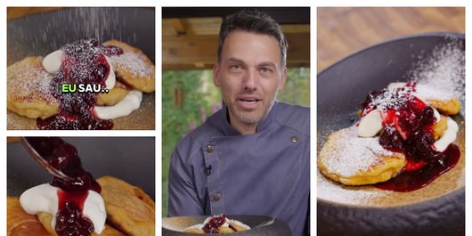 Papanași moldovenești, în tigaie, rețeta pregătită de chef Ștefan Popescu. „Cum curge gemul acesta!”