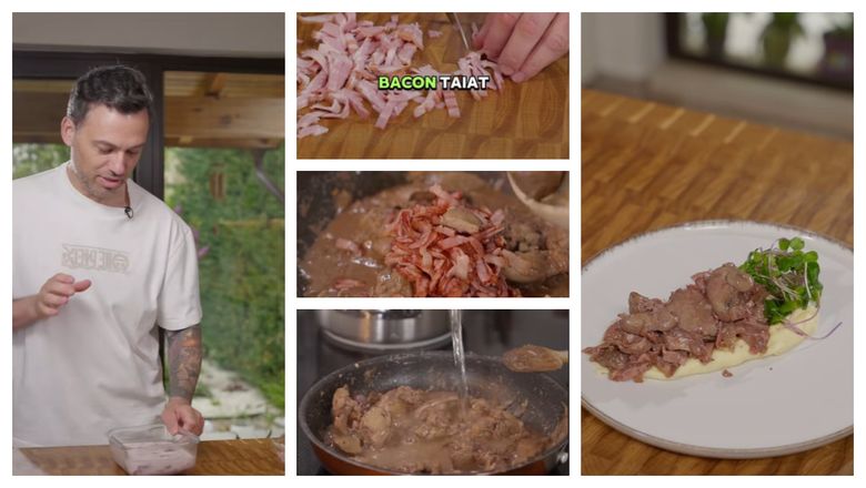 Ficăței cu bacon la tigaie, rețeta pregătită de chef Ștefan Popescu. „În felul acesta dispare amăreala.”
