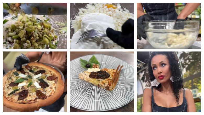 Tartă sărată cu 3 feluri de brânză, rețeta pregătită de Majda Aboulumosha. “Voi puteți adăuga și alte legume care vă plac.”