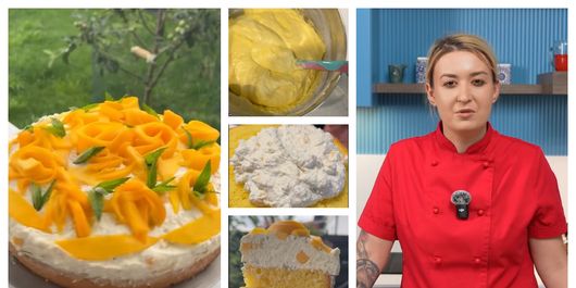 Tort din brânză de vaci cu mult mango, preparat de Roxana Blenche! 
