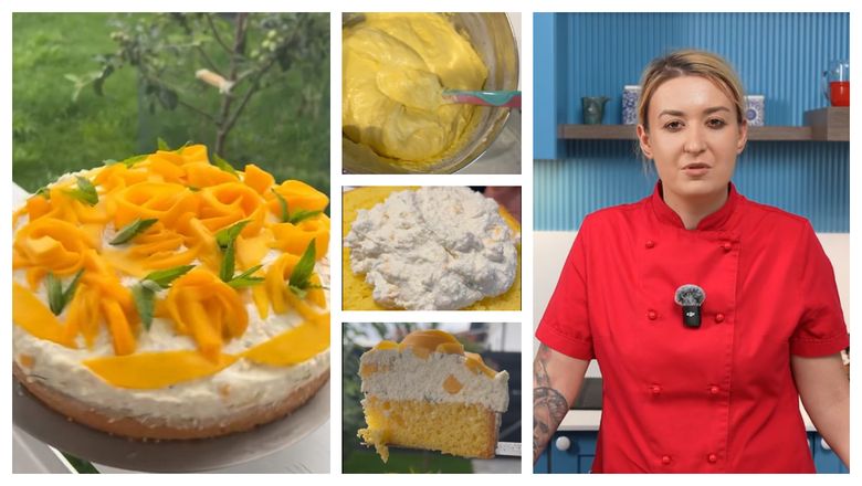 Tort din brânză de vaci cu mult mango, preparat de Roxana Blenche! 