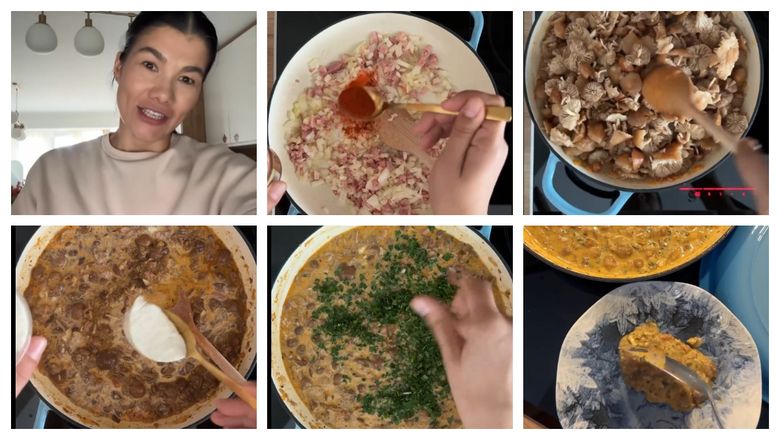 Tocăniță de bureți, preparatul copilăriei, rețeta pregătită de Ileana Sterp. “Când mergeam pe câmp cu vacile și cu oile, culegeam cu plasele și duceam acasă la mama să ne gătească.”