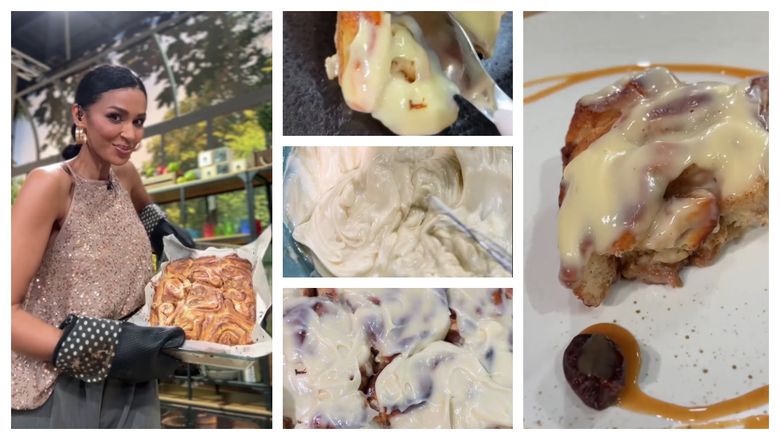 Rulouri cu caramel, scoțișoară și curmale, desertul pregătit de Majda Aboulumosha. “Super moi, aromate și glazurate generos!”