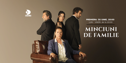 “Minciuni de familie”, noul serial turcesc de la Kanal D, va avea premiera pe 30 iunie Producţia va fi difuzată de luni până vineri, de la ora 20:00, la Kanal D, după ce serialul “Pierduți în dragoste” va fi ajuns la final