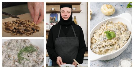 Salată de ciuperci cu maioneză de post, pregătită de Maica Alexandra! 