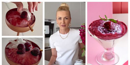 Iaurt înghețat cu fructe, pregătit de Elwira Petre! Un desert potrivit pentru zilele călduroase de vară: 