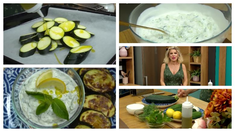 VIDEO Alina Laufer a pregătit o rețetă rapidă pentru zilele toride de vară: dovlecei la cuptor cu sos tzatziki! 