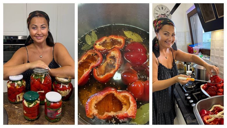 Rețeta de gogoșari opăriți în oțet cu zahăr a Gabrielei Cristea: „În borcan, în afară de gogoșarii opăriți maxim 2 minute, mai pun frunze de țelină și mult hrean.”