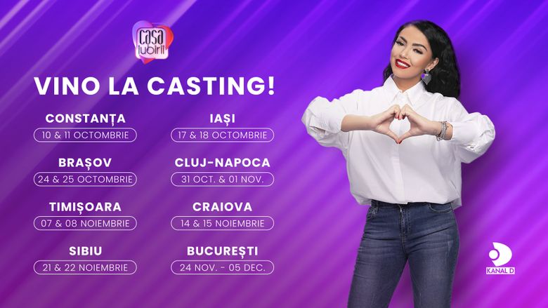 Caravana de casting “Casa Iubirii” pleacă prin ţară! Mâine, la Constanţa, Andreea Mantea îsi dă întâlnire cu tineri care vor să participe în show-ul televizat   