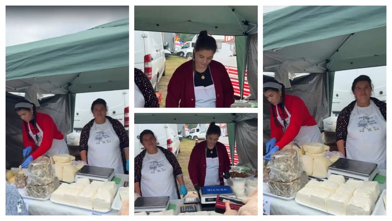 Mama Geta, alături de Iancu, Denisa și Ileana la târg. Cu cât vând aceștia un kilogram de brânză proaspătă: “Produse tradiționale adevărate.”