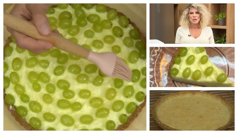 VIDEO Tartă de struguri, desertul de toamnă pregătit de Alina Laufer: “Atenție mare, gelatina nu se fierbe!”