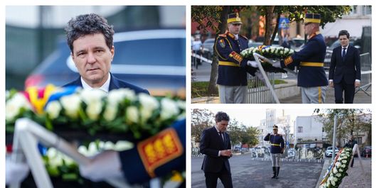 FOTO Președintele României, la fața locului unde s-a produs tragedia Colectiv, astăzi, la 10 ani! Nicușor Dan a depus o coroană de flori și și-a exprimat regretele profunde: 