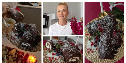 Cum pregătește Elwira Petre Bûche De Noël sau buturuga de Crăciun: „Scot ruloul din frigider și tai capetele. Se poate decora cu ce vă place.”