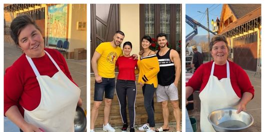 Mama Geta, în pregătirile de sărbători. A tăiat porcul și ornează casa de Crăciun cu macaraua: „Preferata mea, ea a comandat astea.”