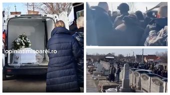 FOTO Cu greu a putut înainta să își conducă fiul pe ultimul drum! Mama lui Alin, sfâșiată de durere și lipsită de putere în ziua înmormântării fiului său