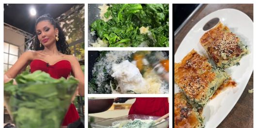 Rețeta de plăcintă cu spanac și ricotta a Majdei Aboulumosha: „Ceapa am călit-o separat, am adăugat spanacul și usturoiul, apoi am lăsat compoziția să se răcească.”