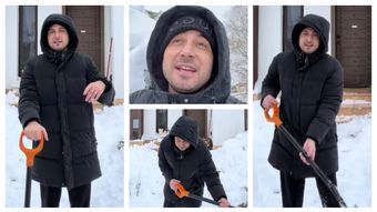 Valentin Sanfira, blocat în curtea casei, după zăpada de noaptea trecută. Ce a încercat să facă artistul, însă fără rezultat: „Nu se știe dacă nu mai vedem.”