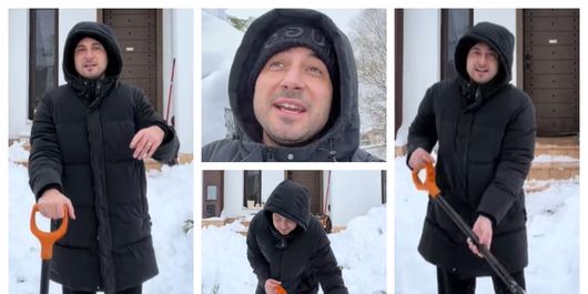 Valentin Sanfira, blocat în curtea casei, după zăpada de noaptea trecută. Ce a încercat să facă artistul, însă fără rezultat: „Nu se știe dacă nu mai vedem.”