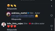 Comentariile din online între Andreea Matei și urmăritori