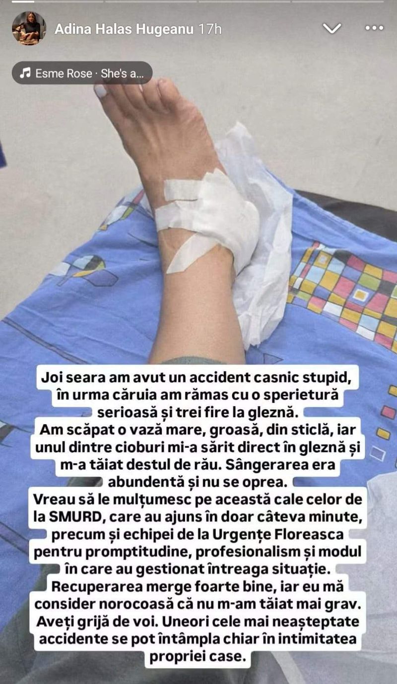 Adina Halas - accidentare