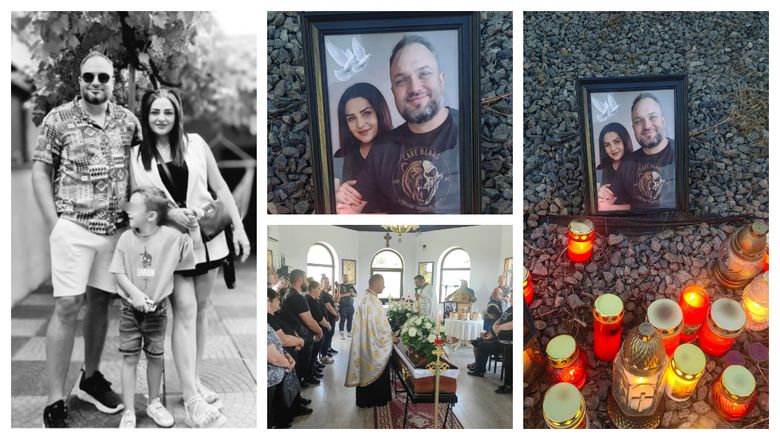 Imagini sfâșietoare de la înmormântarea soților Adrian și Adina, cei doi motocicliști care și-au pierdut viața în accidentul din Oradea