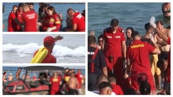Clipe de coșmar pentru un turist aflat pe plajă. Bărbatul a fost resuscitat după ce s-a prăbușit sub privirile oamenilor: 