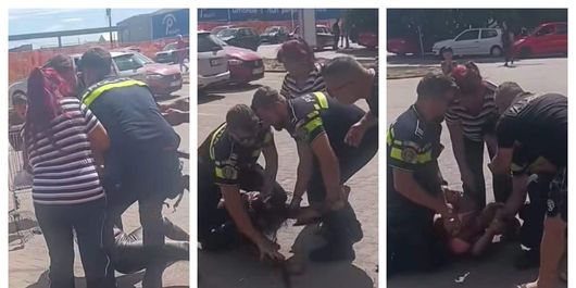 Două femei s-au luat la bătaie cu polițiștii chiar în fața unui supermarket. Cum s-a terminat altercația și ce s-a întâmplat