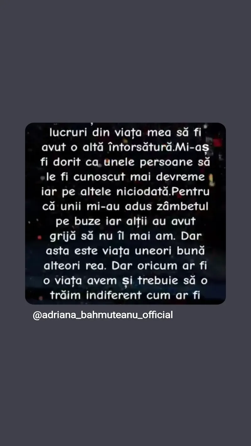 Mesajul Adrianei Bahmuțeanu
