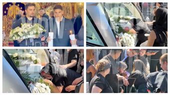 FOTO Durere de nedescris pentru mama Mădălinei Apostol, prăbușită peste sicriul fiicei sale. Trupul ei a fost scos din biserică în compania unei serenade de mariachi