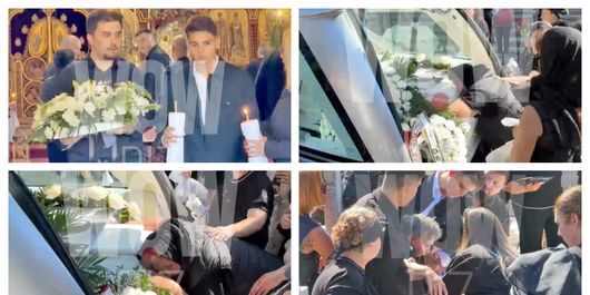 FOTO Durere de nedescris pentru mama Mădălinei Apostol, prăbușită peste sicriul fiicei sale. Trupul ei a fost scos din biserică în compania unei serenade de mariachi